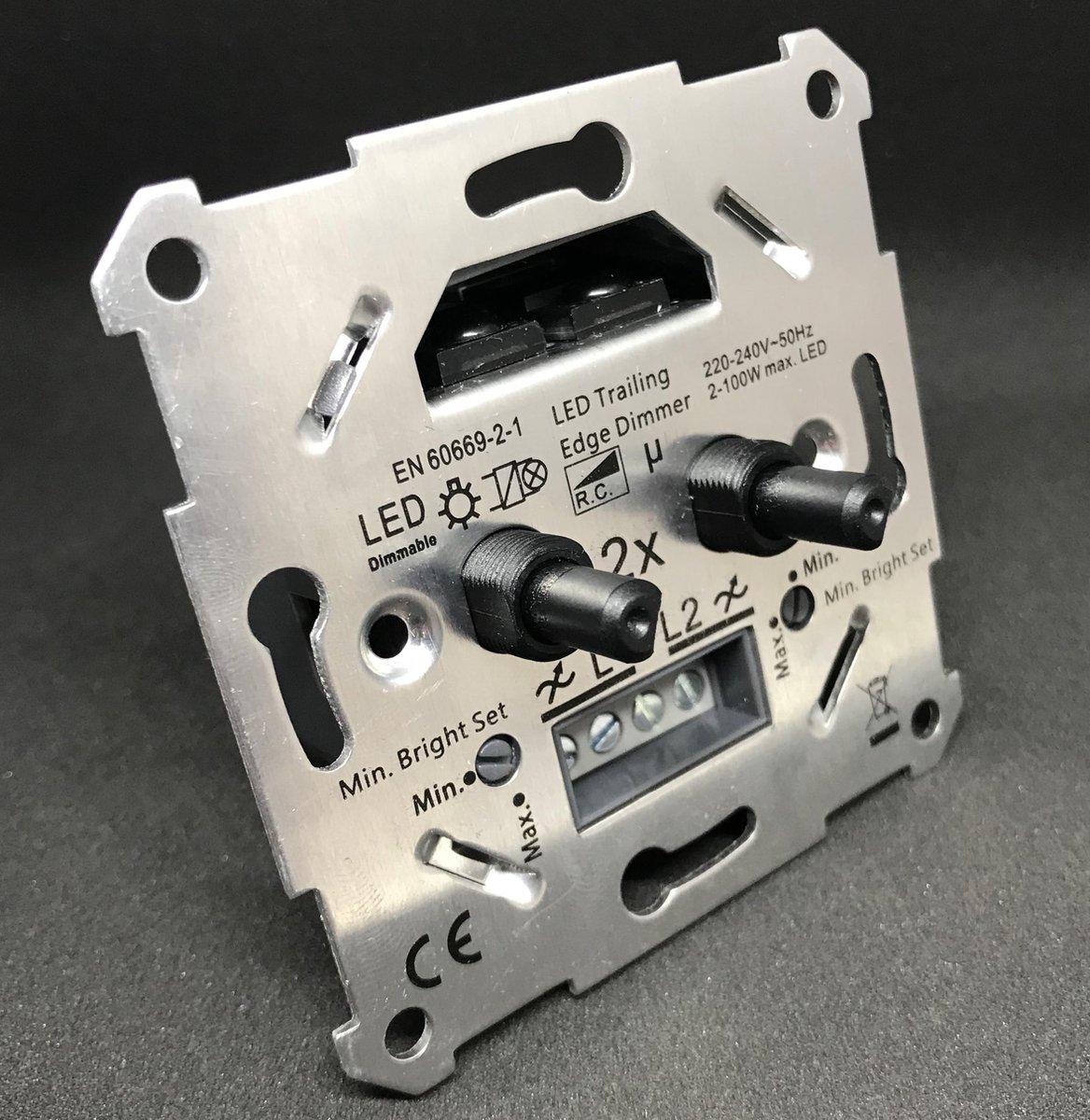 LED Pro dimmer- duo - universel - 0-100 watt - inclusief afdekplaat - dubbele dimmer