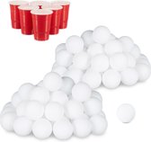 Relaxdays beerpong ballen - 96 tafeltennisballen - ping pong ballen - lottoballetjes wit