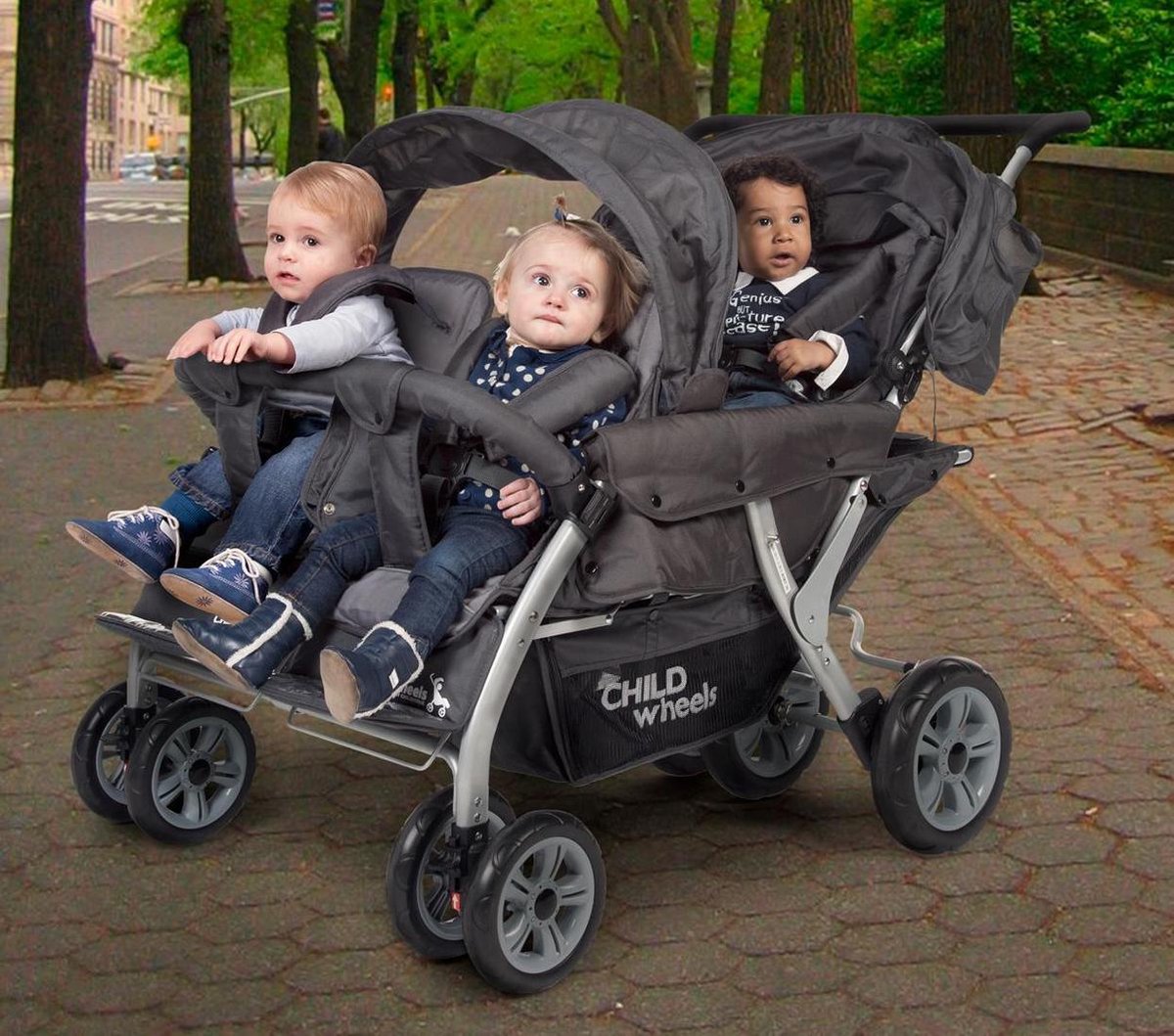 Childwheels Quadruple Vierling Buggy - met automatische rem - Zwart |  bol.com