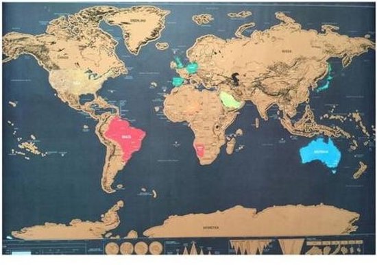 Origineel ambitie Ophef Luxe Wereld kras kaart-World scratch map-82.5x59.4 CM | bol.com