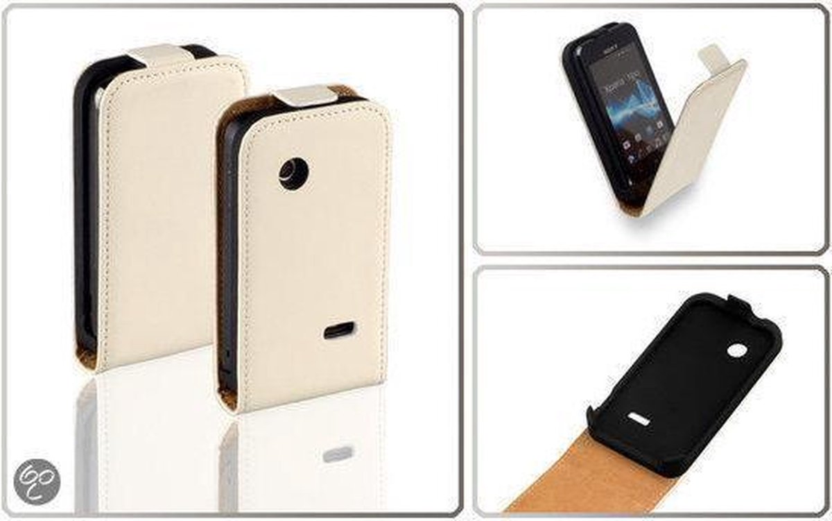 Lelycase Leder Flip Hoesje Sony Xperia Tipo Wit