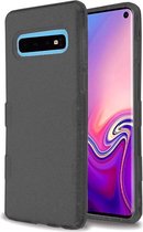 HB Hoesje Geschikt voor Samsung Galaxy S10 - Glitter Back Cover - Zwart
