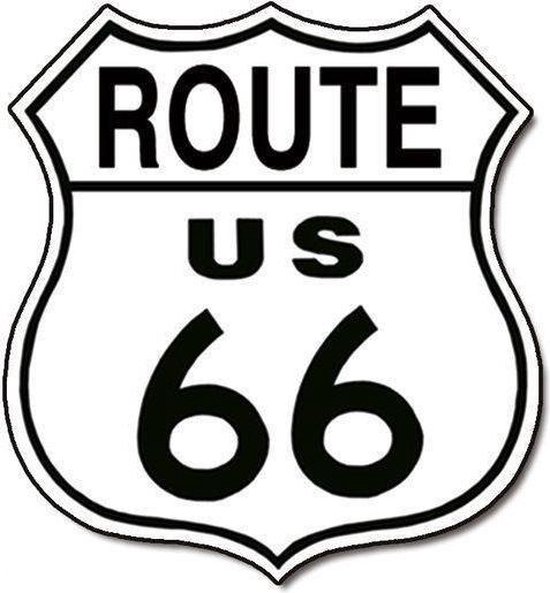 Signs-USA Route 66 Shield - Retro Wandbord - Metaal - 28x28 cm