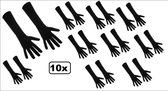 10x Paar handschoenen stretch zwart 37 cm mt.M/mt.L