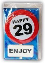 Happy Birthday kaart met button 29 jaar