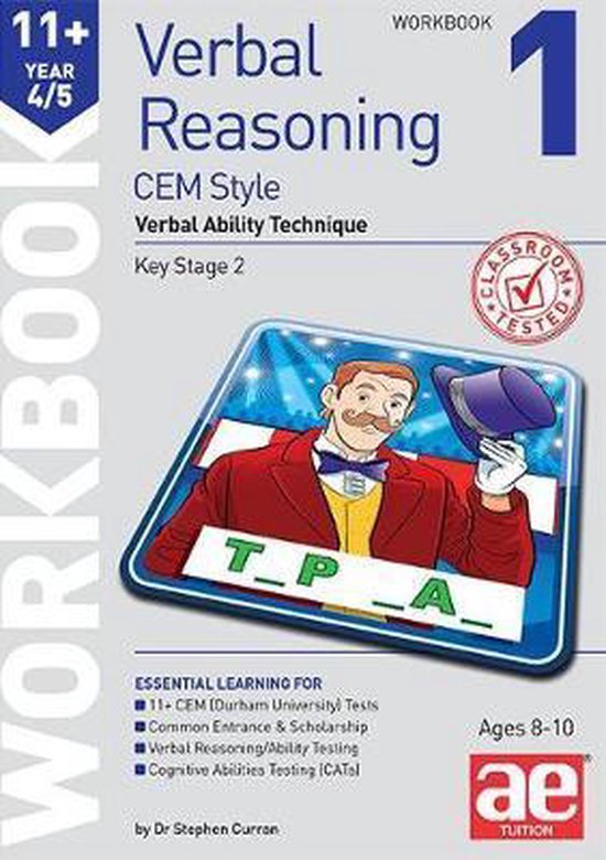 11+ Verbal Reasoning Year 4/5 CEM Style Workbook 1 - cover