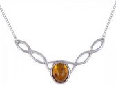 Edelsteen knoop ketting met Amber steen (PN302A)