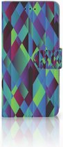 Samsung Galaxy A6 Plus 2018  Bookcase Hoesje Design Abstract Green Blue