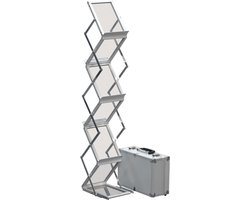 brochurehouder A5 van geanodiseerd aluminium en poeder gecoat staal A5 formaat zilver. Folderrek, folderhouder