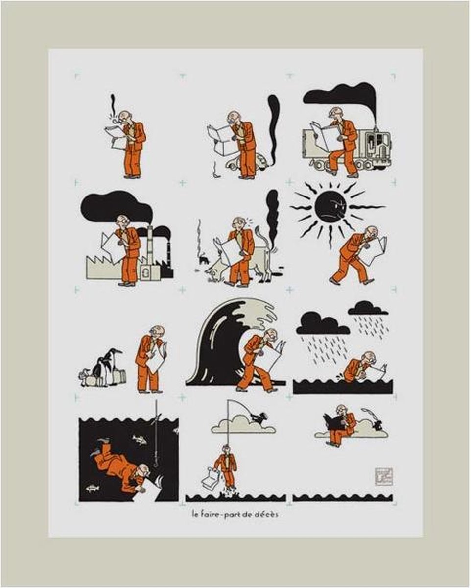 Joost Swarte Zeefdruk Le faire-part de décès - The New Yorker Fullcolor