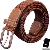 Riem - gevlochten - elastisch - bruin - Sorprese - comfort - unisex - 3,5 cm breed - 100-110 cm lang