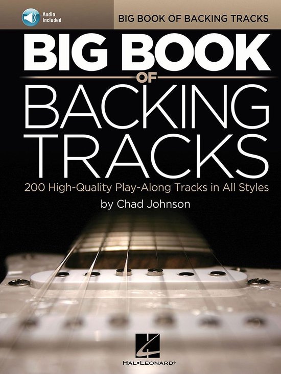Couverture du livre 'BIG BOOK OF BACKING TRACKS' avec un gros plan sur une guitare.