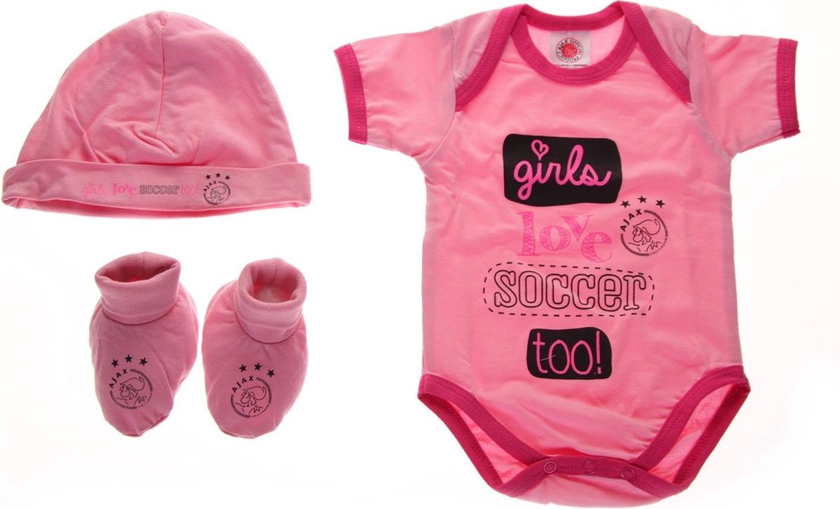 Baby set 3-pack roze: girls love soccer maat 50/56 bol.com