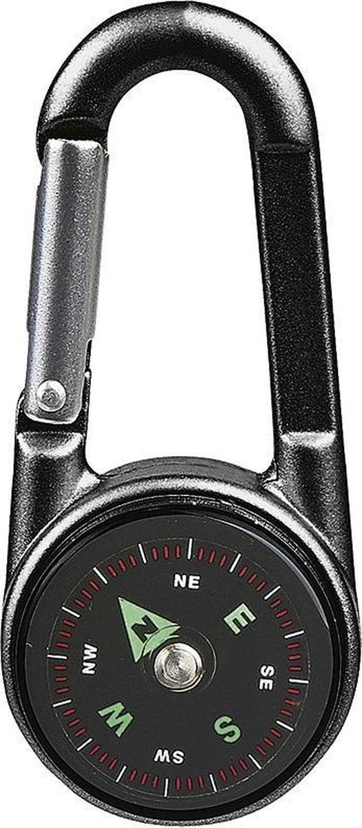 Moses Karabijnhaak Met Thermometer-kompas  7 Cm Zwart