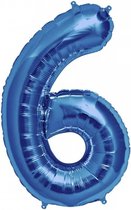Folie Ballon Cijfer 6 Blauw - 1 meter