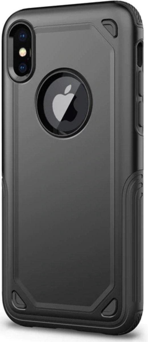 Geschikt voor Apple iPhone X - iPhone XS Backcover - Zwart - Shockproof Armor