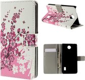 Huawei Ascend Y635 book case hoesje roze bloem