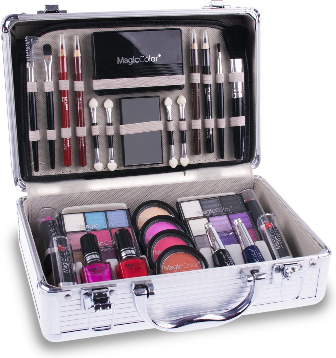 Humoristisch verkouden worden onvoorwaardelijk Complete Make-Up Cosmetica Koffer Met Make Up Inhoud - Luxe Beauty Visagie  Doos Case... | bol.com