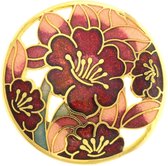 Behave® Broche met bloemen rood - emaille sierspeld -  sjaalspeld