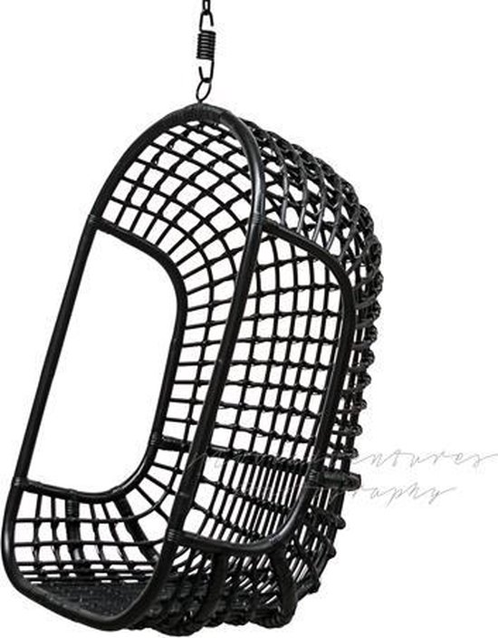 Staan voor Lauw Geladen Hangstoelen - hangstoel The Classic zwart - draagkracht 200 kg - natuurlijk  rotan -... | bol.com