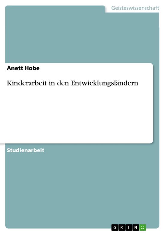 Kinderarbeit in den Entwicklungsländern - cover