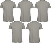 Senvi 5 pack T-Shirt -100% biologisch katoen - Kleur: Licht Grijs XXL