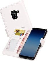 Hoesje Geschikt voor Samsung Galaxy A8 2018 - Portemonnee hoesje booktype wallet case Wit