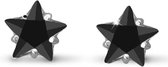 Silventi 921175808 Zilveren Oorstekers - Ster Zirkonia 8 Mm - Zwart / Zilverkleurig