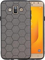 Grijs Hexagon Hard Case - Achterkant Hoesje voor Samsung Galaxy J7 Duo J720F