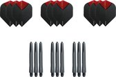 Dragon darts - Dartset - 3 sets dartflights en 3 sets nylon shafts - 18 pcs - skylight red