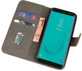 Hoesje Geschikt voor Samsung Galaxy J8 - Kaarthouder Book Case Telefoonhoesje - Mocca
