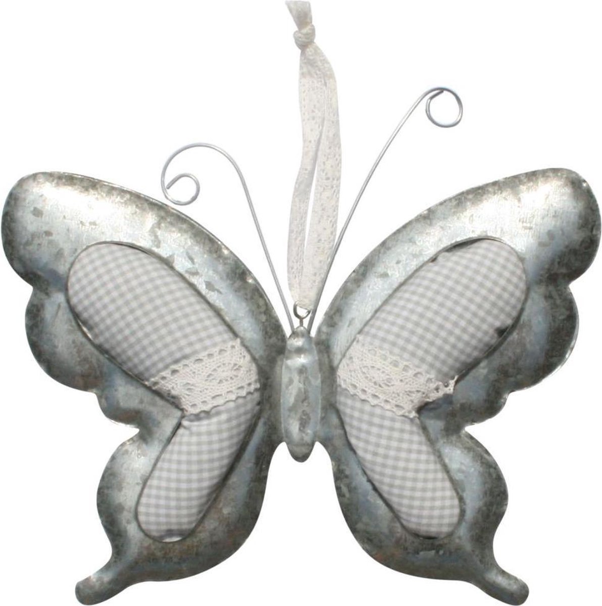 BMPdesign Vlinder van aluminium met stof (13 cm)