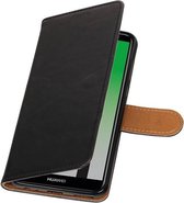 Zakelijke Book Case Telefoonhoesje Geschikt voor de Huawei P Smart - Portemonnee Hoesje - Pasjeshouder Wallet Case - Zwart