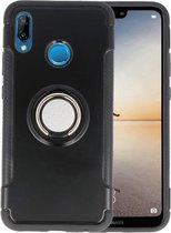 Zwart Pantser TPU met Ringhouder hoesje voor Huawei P20 Lite