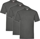3 Pack Light Graphite Shirts Fruit of the Loom Ronde Hals Maat XXXL (3XL) Valueweight