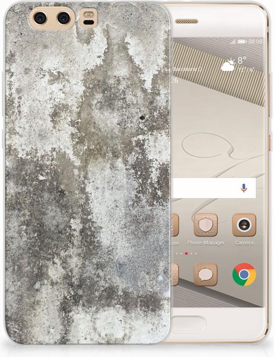 Huawei P10 Plus TPU Siliconen Hoesje Beton Print