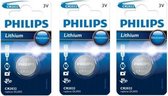 3 Stuks - Philips CR2032 3v lithium knoopcelbatterij