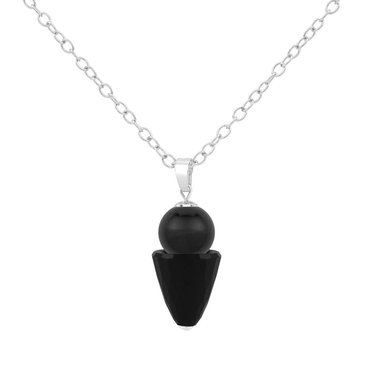 ARLIZI ketting - zwart Swarovski parel zwart kristal hanger - zilver - 1468