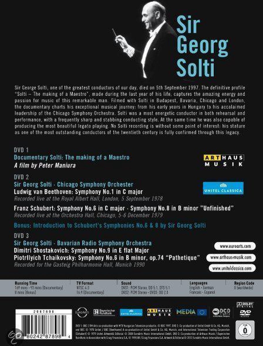 Sir Georg Solti 3Dvd, F. Schubert | Muziek | bol.com