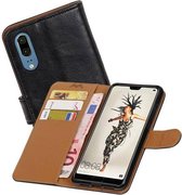 Zakelijke Book Case Telefoonhoesje Geschikt voor de Huawei P20 - Portemonnee Hoesje - Pasjeshouder Wallet Case - Zwart