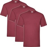 3 Pack Brick Red Shirts Fruit of the Loom Ronde Hals Maat XXXL (3XL) Valueweight