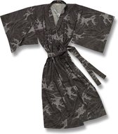 TA-HWA - Japanse Kimono - Heren Yukata Gevoerd -  Zwart - Hokusai - One Size
