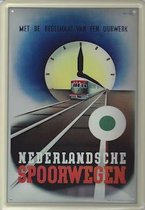 Nederlandsche Spoorwegen reclame NS regelmaat uurwerk reclamebord 20x30 cm