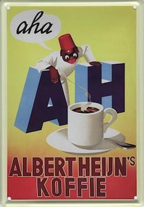 Albert Heijn 's Koffie reclame - AH aha metalen reclamebord - 10x15 cm