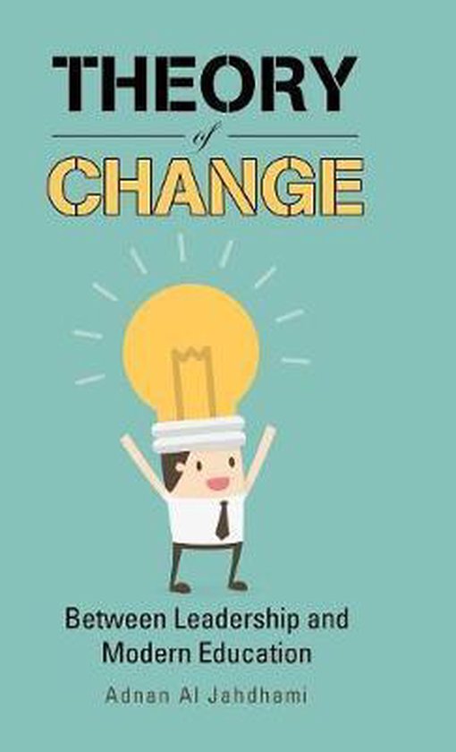 Couverture de livre "Theory of Change" avec une illustration d'une personne portant une ampoule comme tête.