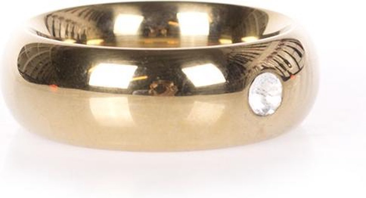 Goedkoopste Gouden Donut Cockring met wit kristal 20 mm Ø 55 mm