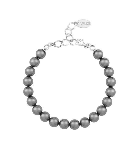 Bracelet de perles ARLIZI 1107 - Femme - Argent Sterling 925 - 18 cm - 8 mm - Grijs