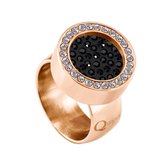 Quiges RVS Schroefsysteem Ring met Zirkonia Rosékleurig Glans 18mm met Verwisselbare Zirkonia Zwart 12mm Mini Munt