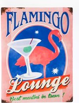 Signs-USA Cocktail Flamingo - retro wandbord - 40 x 30 cm
