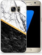 TPU Siliconen Hoesje Geschikt voor Samsung S7 Marble White Black